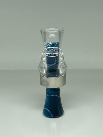 Acrylic Double Reed Duck Call - Clear / Blue Swirl