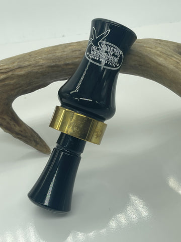 Acrylic Double Reed Duck Call - Black / Brass Band
